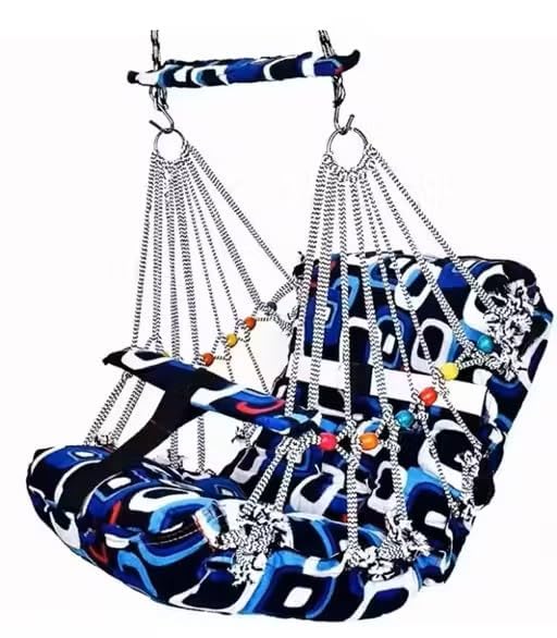 Hanging Swing Chair, Red, Cotton, 45 inch Height, Indoor Outdoor Use, with Cushion and Armrests-image-15