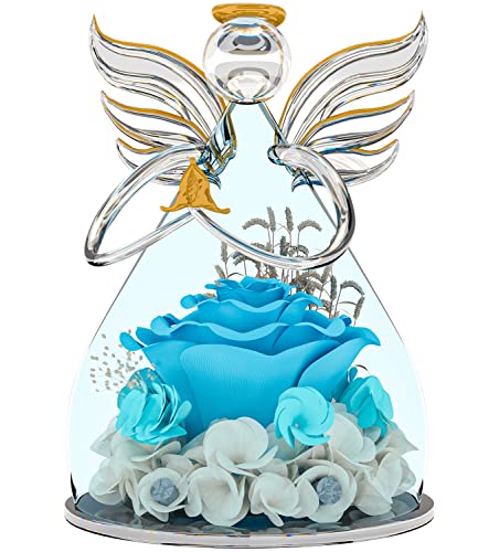 Rosa Eterna con Ángel, Sayapeiy Regalos para Mama, Flores Eternas con Figura de Ángel, Regalo Abuela, Rosa Verdadera con Ángel, Regalo Cumpleaños Mujer, San Valentin Regalos Mujer,Morado Cover