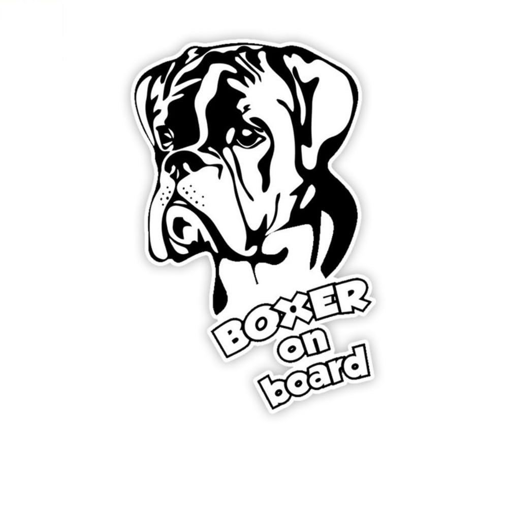 Boxer On Board Reflektierender Aufkleber, Wasserfester Hunde-Aufkleber für Auto, Laptop, Kühlschrank, Stoßstange, Fenster und Heim-Dekoration (18cm/7.1 Inch)