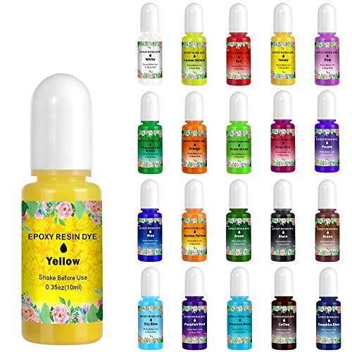 20 Colors Epoxy Resin Dye, OWSEN Translucent Resin Color Pigment Each 0.35oz, High Concentration Resin Pigment Liquid Dye for Art Resin Crafts Making