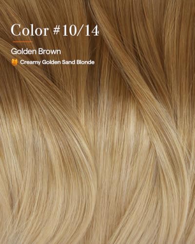 Image of Full Shine Human Hair Clip in Extensions 16 Inch Clip in Hair Extensions Light Brown to Ash Blonde Real Hair Ombre Seamless Hair Extension with PU Skin Weft Softness 8 PCS 120 G