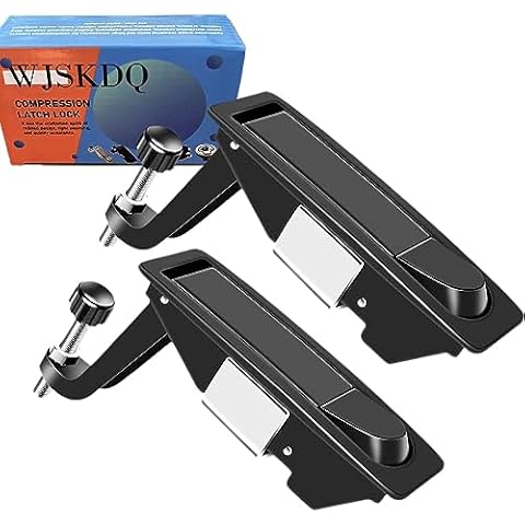 WJSKDQ 2PCS Compression Latch Lock Powder Coated Zinc Alloy Adjustable Lever Hand Operated Flush Lever Marine Applicable Door Thickness: 0.04"-0.94" Grip Range Cover