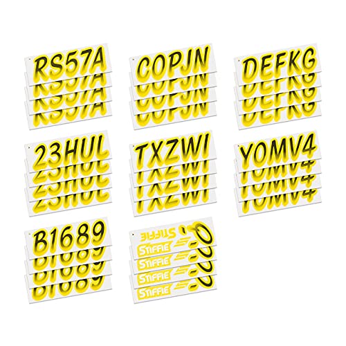 Image of STIFFIE Whipline Black /Electric Yellow 3 inch Boat & PWC Registration Decals • Numbers Letters Stickers