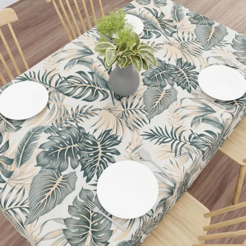 Image of Wings Star Premium Center Table Cover, PVC Fabric, 40x60 inch Size | Table Cloth | PVC 4 Seater Rectangular Center Table Cover | Table Sheet for Dining, Party, Events | Waterproof Green & Beige