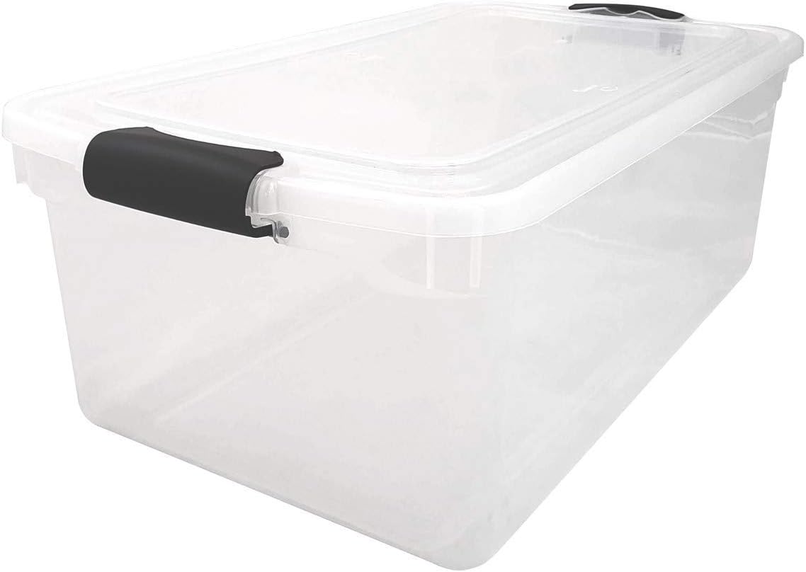 HOMZ 64Quart Clear Plastic Stackable Storage Bin with Lid
