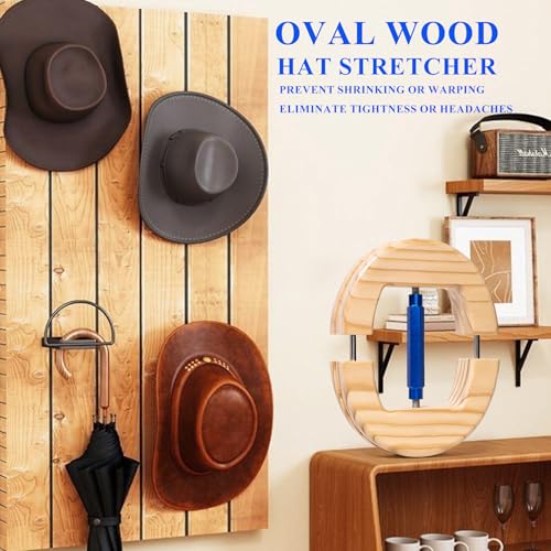 Image of Hat Stretcher, Oval Hat Stretchers for Men Fitted Hats, Cowboy Hat Jack