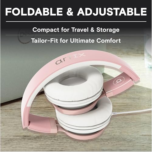 Image of ARTIX CL750 Headphones Wire with Mic & Volume Control, Noise Isolating On-Ear Headphones for Computer and Laptop Wired, Plug in Corded Headphone Over Ear with Wire (Foldable, Aux Jack 3.5mm)