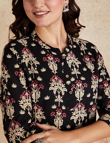 Image of Amazon Brand - Myx Women Printed Regular Cotton Short Kurti (Available in Plus Sizes)