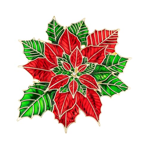 Image of Poinsettia Christmas Flower Pins and Brooches for Women, B01V
