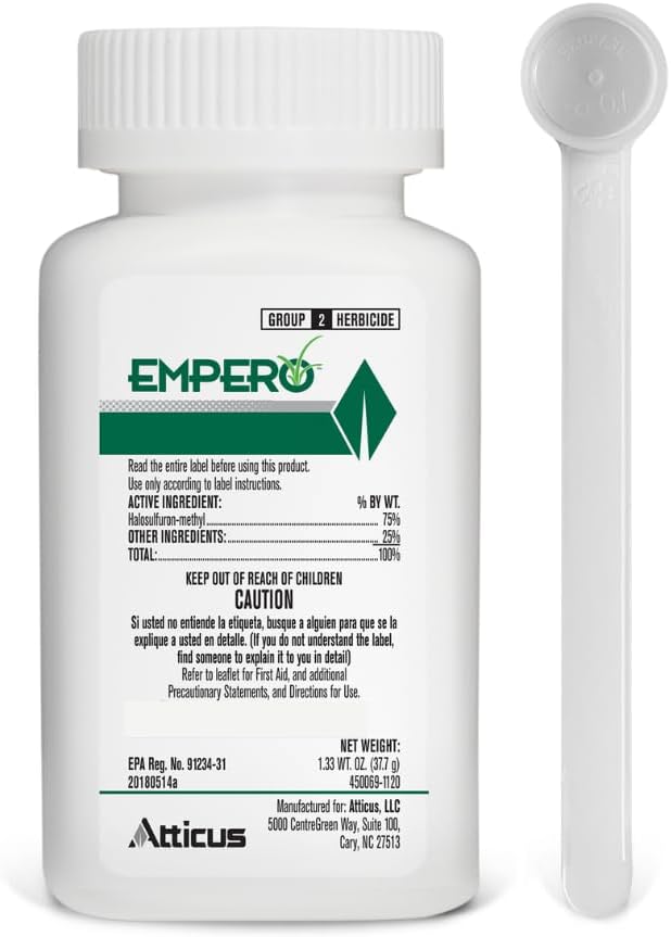 - Atticus Empero Nutsedge Killer (1.33 oz) Halosulfuron-Methyl 75% Turf Herbicide - Kills Nut Grass in Established Lawns, Ornamental Turfgrass, & Landscape Areas