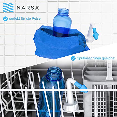Nasendusche Set NARSA® · 30x Nasenspülsalz · 3 Aufsätze für Erwachsene und Kinder · Nasenspülkanne zur Nasenreinigung und Nasenspülung bei Erkältung und Allergie – Bild 6