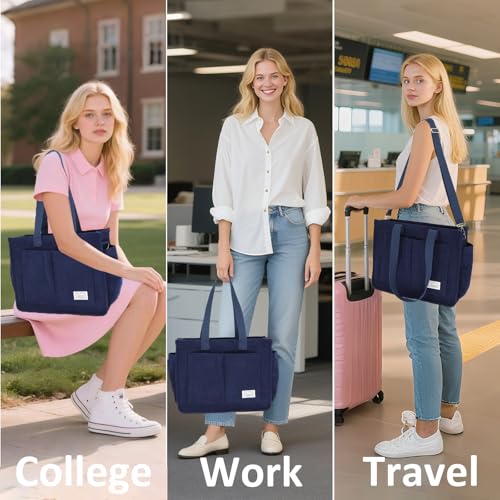 UERRUAM Tote Bag for Women with Pockets,Large Corduroy Crossbody Purse for Laptop,Work,College,Everyday,Travel 6
