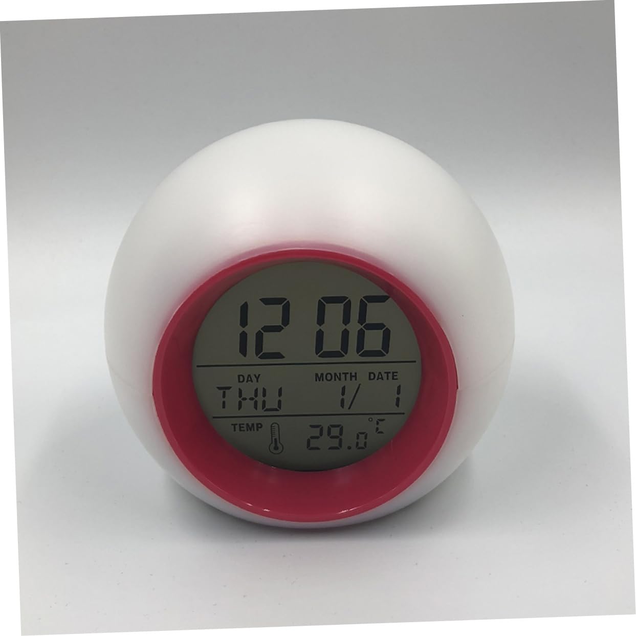 PRETYZOOM 3stücke Runde Bunte Alarmuhr Mit Kalender Und Nachtlicht Kinderwecker Für Nachttisch Thermometer Ohne Batterie Zufälligen Farben