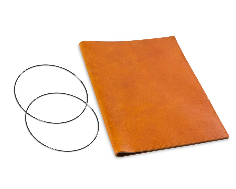 A4+, revolutionäres, nachhaltiges X17-Konzept für Notizbuch, Personal Organizer und Terminplaner/Hülle für 1 Heft! Belgisches Leder hell- braun, cognac, Made in Germany, 17 Jahre Garantie*