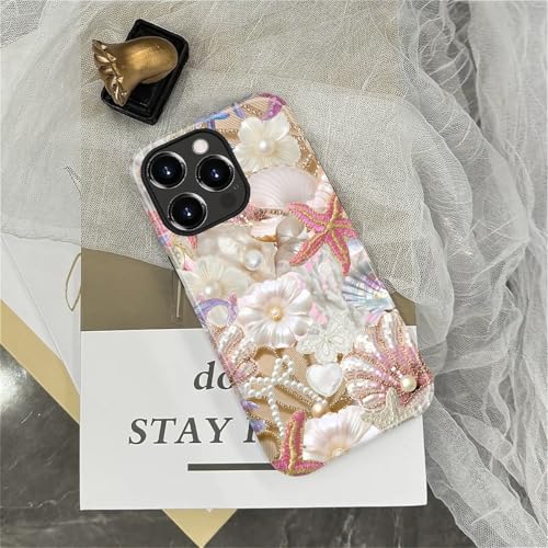 Yesad Case Compatible with iPhone 14 Pro Max, Cute Dual Layer Hybrid Phone Cover, Military Grade Drop Protection, Aesthetic Shockproof Phone Case for Women Girls, Glam Pearl Seashell - image 5
