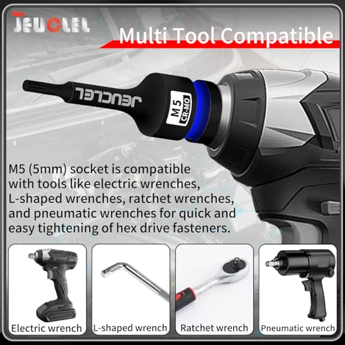 Image of M5 Triple Square Impact Spline Bit Socket, 5mm 1 /2 inch Drive Socket | 12 Point, Cr-Mo, Lengthen Screwdriver Adapter for Electric Ratchet Wrenches, Fastening Screws, Socket Wrench, Head Drill