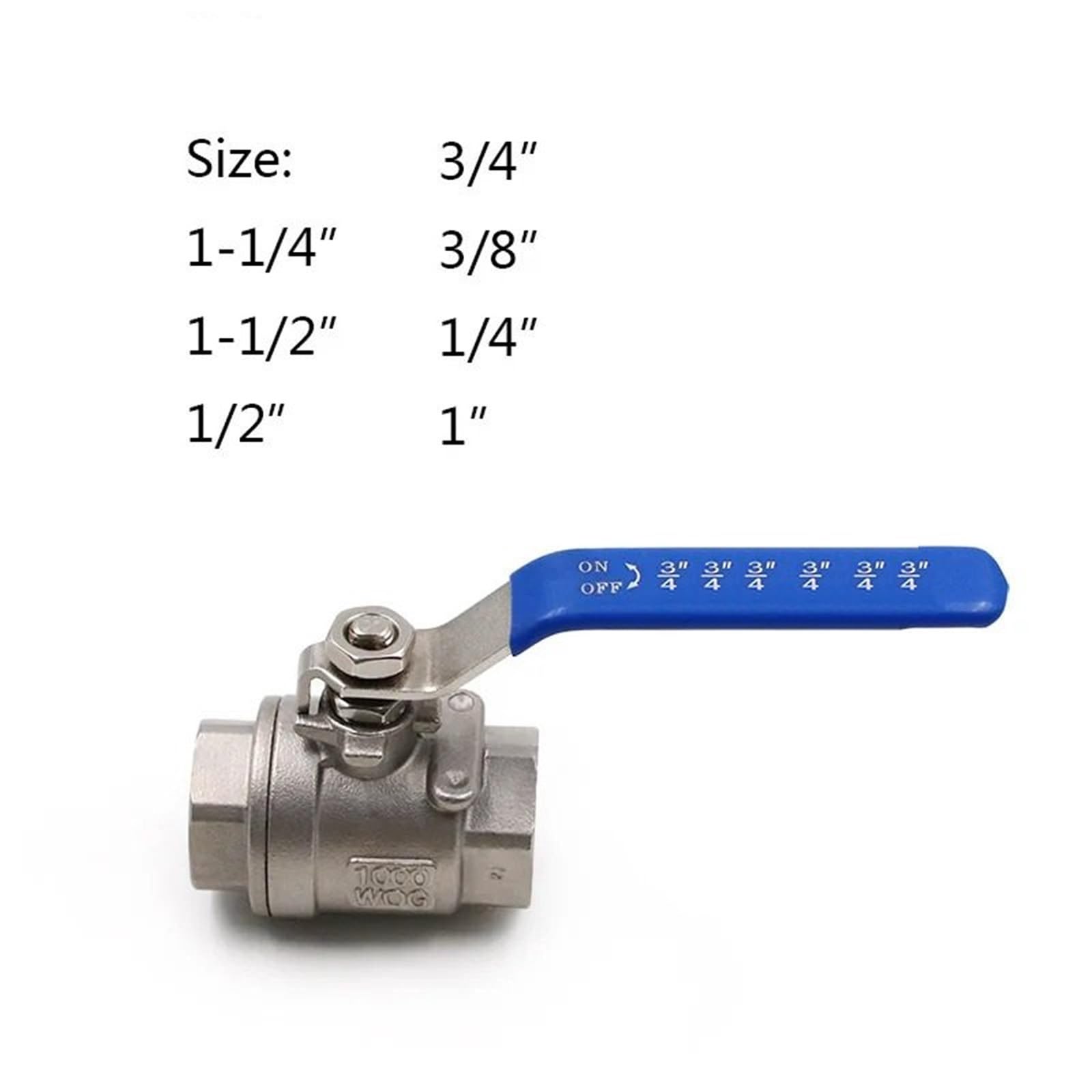 Valvole di sicurezza 1/4" 3/8" 1/2" 3/4" 1" 1-1/4" 1-1/2" Femmina Acciaio inossidabile SS304 2P Sfera a passaggio completo Maniglia in vinile Valvole filettate Valvola di Sovrappressione(1")
