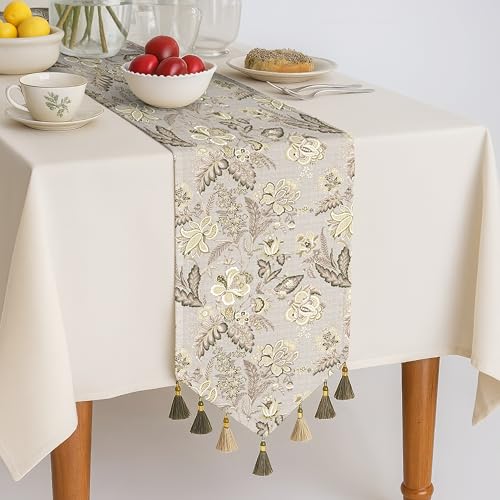 Image of Casableu Calvia Olive Green 6 Seater Table Runner Dust-Proof Table Runner for Dining Tabletop Decoration | Size: 13x72 Inches