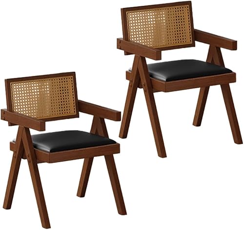 Miniatura 53 de YVYKFZD Juego de sillas de comedor de ratán, sillas de comedor de madera, sillas de cocina con respaldo tejido, sillón tapizado, silla auxiliar