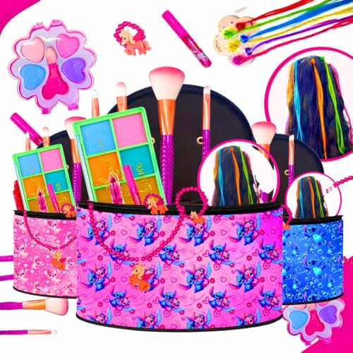 Kit Infantil Criança De Maquiagem Com Maletinha Make Linda Completa (STITCH ROSA)