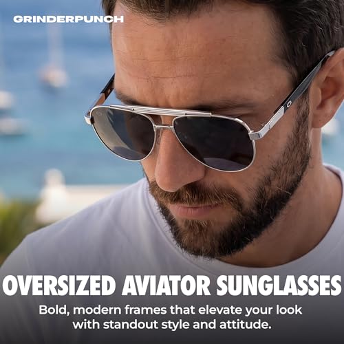 Image of grinderPUNCH Polarized Aviator Sunglasses Men Women Retro Vintage Square Pilot Sun Glasses UV400 Protection