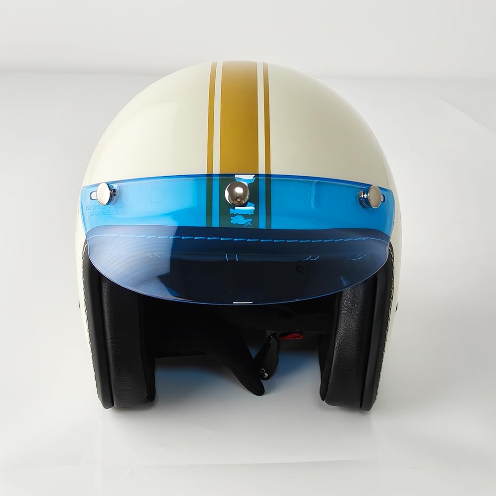 Helmet Peak Shield,3 Snap-Button Sun Protection Motorcycle Helmet Peak Visor for Retro Half Helmets and 3/4 Open Face Helmets Universal Fit ( (Blue)