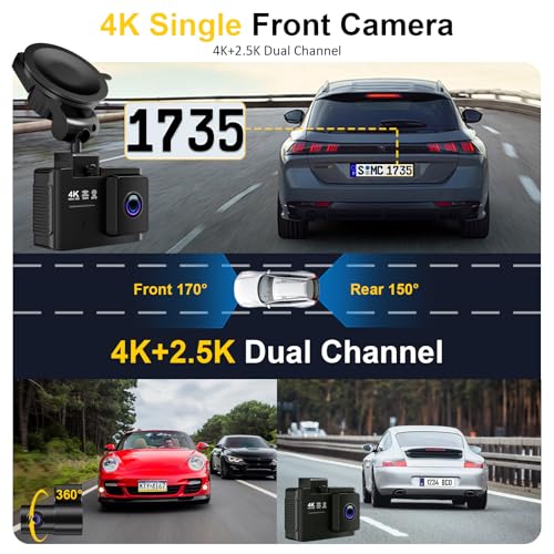 Dash Cam Front and Rear: 4K+2.5K Dual Channel Dash Cam-5GHz WiFi, GPS Dash Camera for Cars - image 2