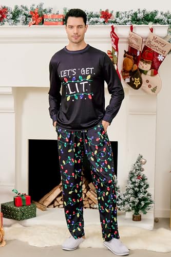 ALISISTER Mens Christmas Pajamas Set Long Sleeve Pjs Shirt and Pants 2 Piece Xmas Sleepwear2