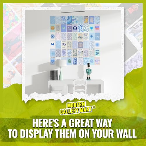 Image of MODERN GALLERY MART Pack of 54 Danish Blue Wall Collage Kit Posters - 4 x 6 Inches Posters for Wall Decoration - Glue Dots Include