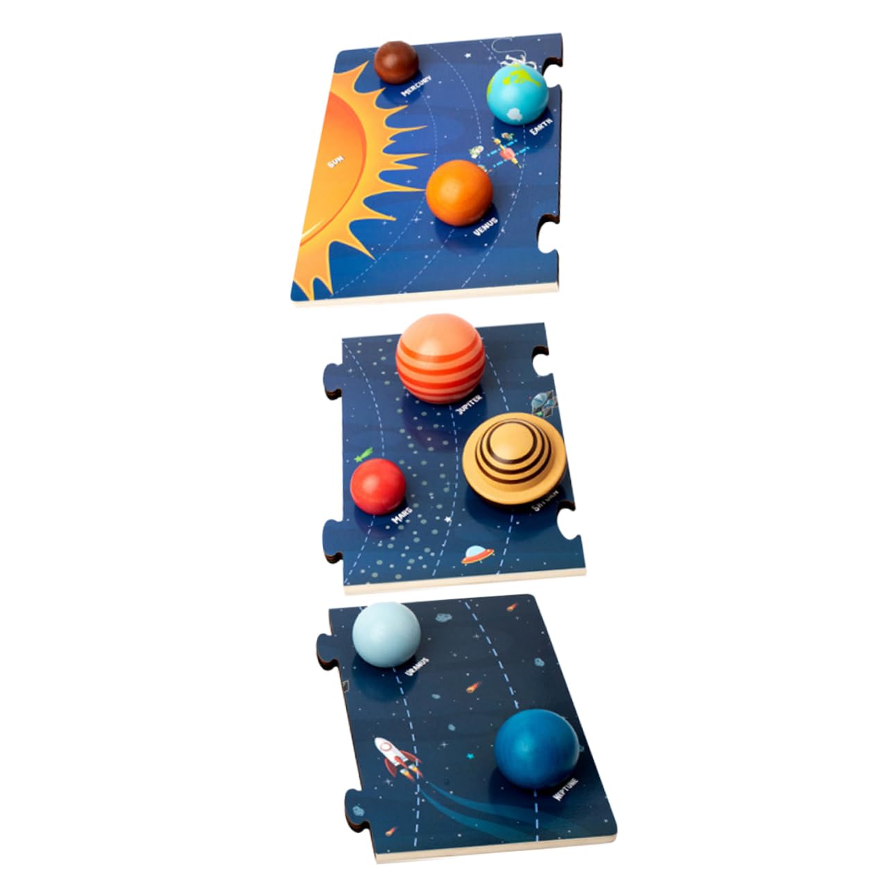 Hohopeti Rompecabezas del Sistema Solar para Niños 1 Set de Madera Juego Educativo de Reconocimiento de Formas E Inteligencia Interactivo para Aprendizaje Espacial