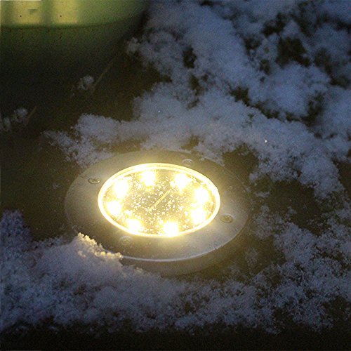 Solar Ground Lights 8 LED Solar Power Buried Light Ground Lamp Outdoor Garden Decking for Lawn Patio Pathway Yard Deck Walkway Flood Light
