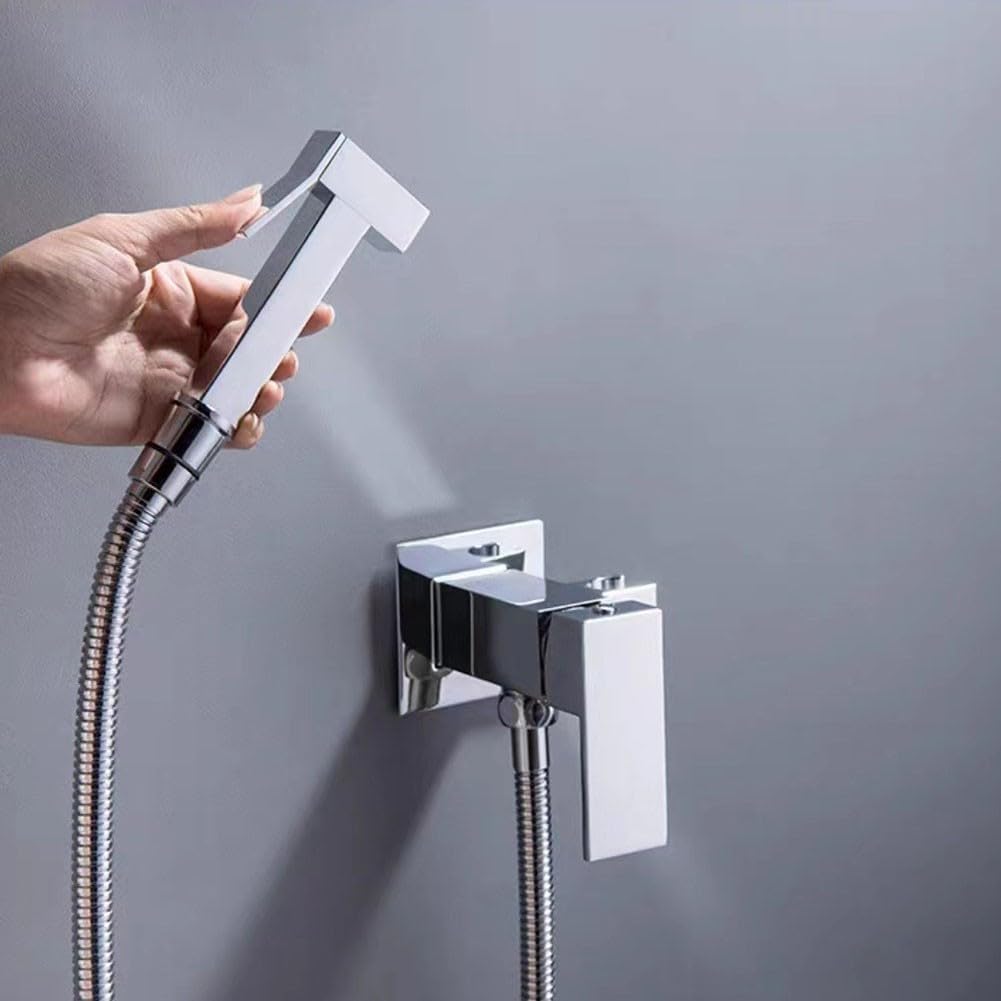 Opryskiwacz ręczny, 120 cm wąż mosiężny bidet kran ze sprayem ręcznym do kąpieli dla zwierząt domowych higiena osobista łazienka bliski stołek (chrom)