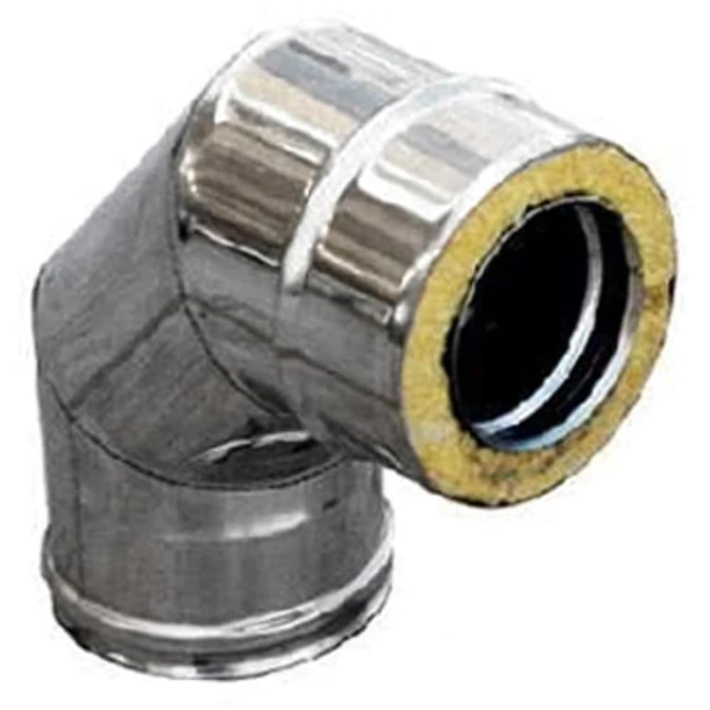 CURVA IN ACCIAIO INOX 316L A 90 Gradi DOPPIA PARETE Diametro 80 x 130 mm