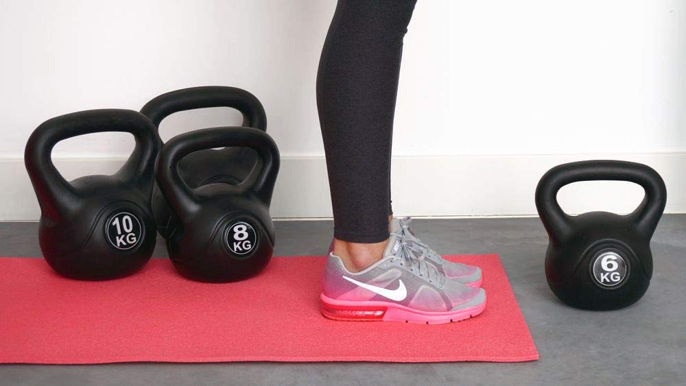Vivol Kettlebell 10kg Vinyl - hantla kulista treningowa z premium powłoką z tworzywa sztucznego i wypełnieniem cementowym - Do siłowni, crossfitu i fitnessu w domu
