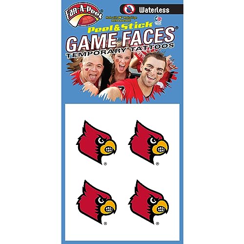 Fan-A-Peel Louisville Waterless Temporary Tattoos - Hypoallergenic Peel and Stick Waterproof Temporary Tattoos - Officially Licensed