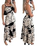 CHICME Womens Summer Dresses Cut Out Boho Maxi Sundress-Black-L