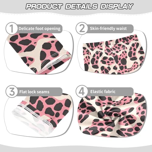 KLL Leopard Pattern Pink Black Toddler Girls Athletic Leggings Casual High Waisted Workout Pants Running3
