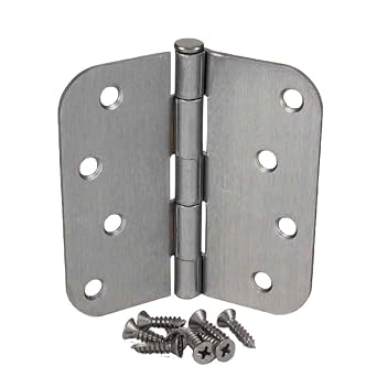 Hager RC1842426DEA58 4" x 4" 5/8 Radius Full Mortise Residential Plain Bearing Hinge Satin Chrome Finish