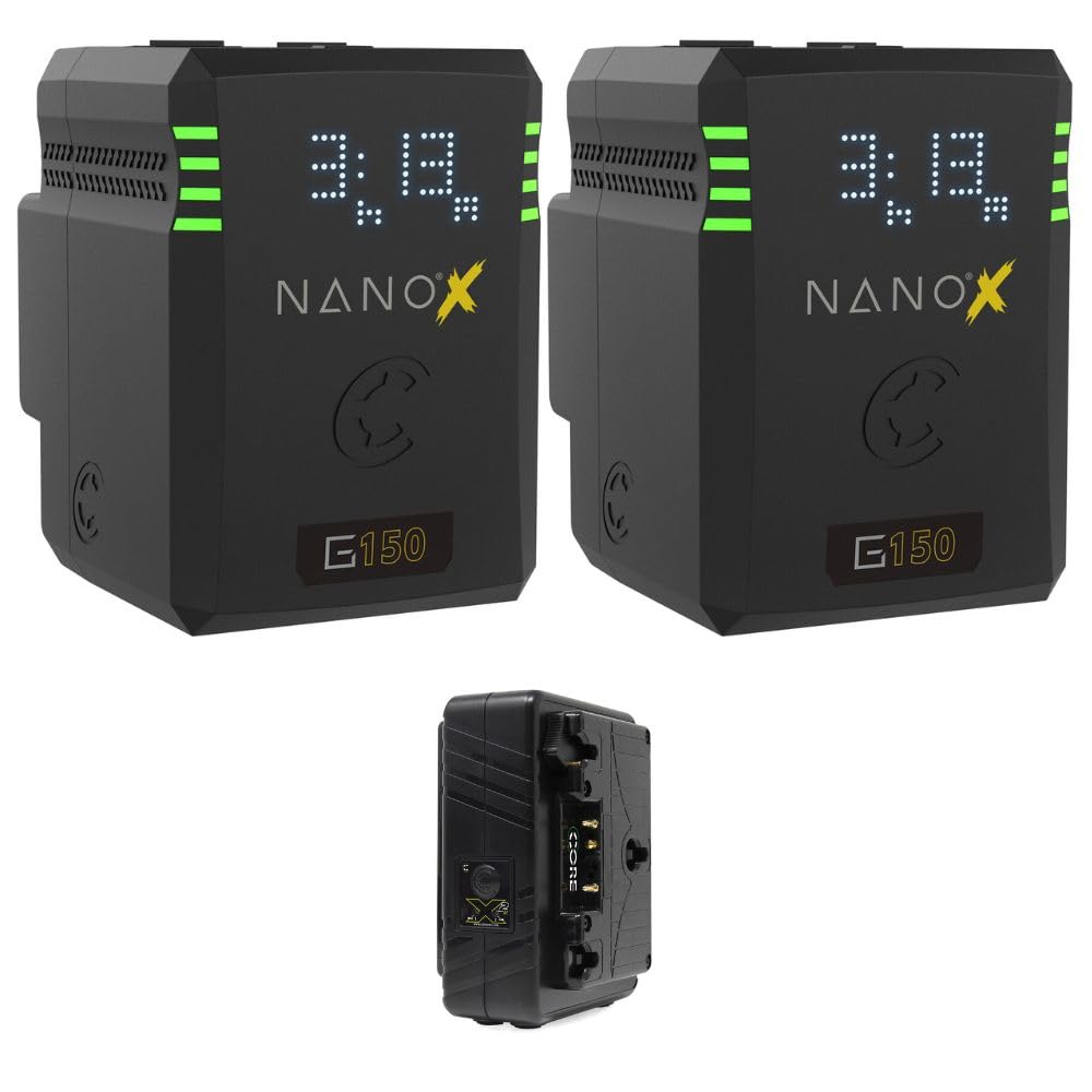 Kellards Core SWX NANOX G150 Micro 150Wh Li-Ion Battery (Gold Mount) (2 Pack) Bundle with Core SWX GPM-X2A Mini Dual Travel Battery Charger