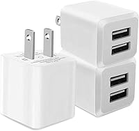 REKNA Dual Port USB Wall Charger Cube, 3-Pack Fast Charging Adapter for iPhone 14/13/12/11, Safe Portable White Block