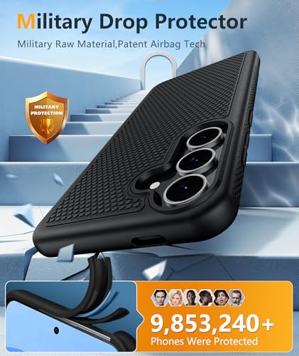 Image of FNTCASE for Samsung Galaxy S25 FE Case - Military Grade Drop Protection, 14ft Drop Tested, Screen Protector Included, Anti-Slip Anti-Fingerprint TPU+PC Shockproof Phone Case Cover for S25FE (Black)