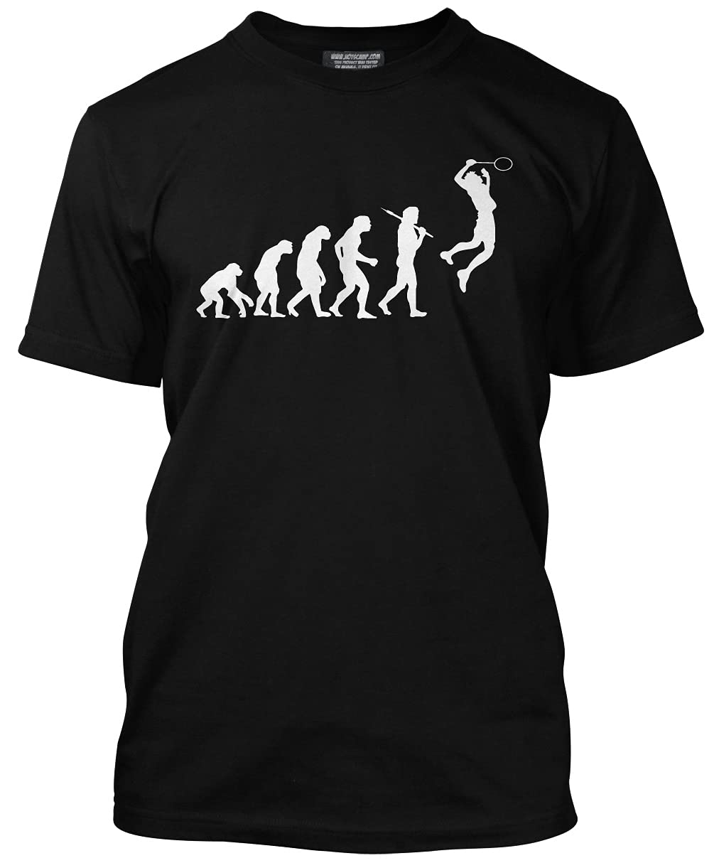 Hotscamp Men's Black Evolution Of Badminton Unisex T-Shirt - Large