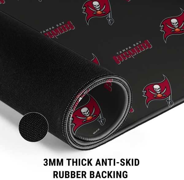 Skinit Extra Large Gaming Mouse Pad - Officially Licensed NFL Tampa Bay Buccaneers Blitz Series Design with Stitched Edges, Waterproof, Non-Slip Rubber Base, Desk Mat for Keyboard & Mouse