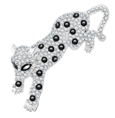Image of Fashion Women Men Vintage Leopard Brooch Colorful Full Rhinestones Crystals Wild Animal Corsage Lapel Pin Birthday Gift Party