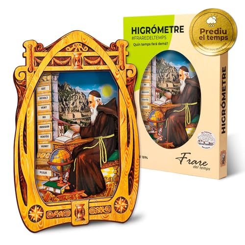 Higrómetro Fraile del Tiempo – Higrómetro de Cabello Monje del Tiempo, indicador tradicional del clima y la humedad – Fabricado en España (Montserrat Catalán)