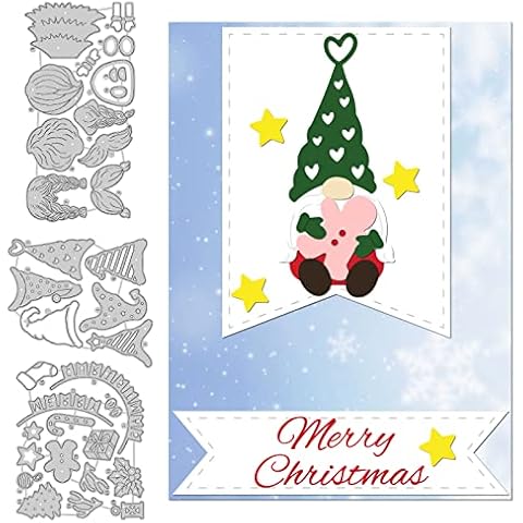 INFUNLY Christmas Gnome Die Cuts Metal Cutting Dies Christmas Santa Claus Cutting Dies Xmas Carbon Steel Embossing Stencil Cutting Dies for Card Making Card Making Scrapbooking Embossing Cover