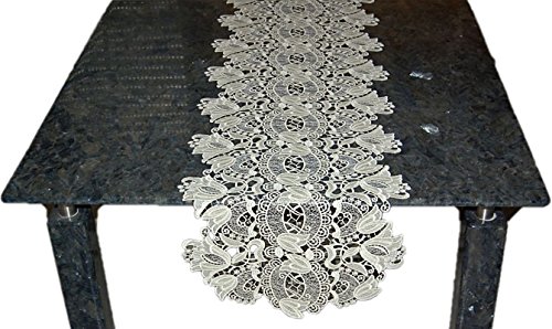 Tischdecke Plauener Spitze Creme Tischläufer Ätzspitze Spitzendecke Blüte Cover