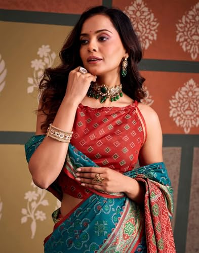 Image of MADHUHANSH Women's Cotton Linen Saree with Unstitched Blouse Piece and Floral Printed Pattern | Women Saree for Special Occasion | Stylish Modern Sarees