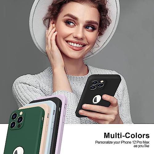 Image of VONZEE Shockproof Matte Flexible Back Cover for iPhone 13 Pro Max Case Square Pattern Liquid Silicon TPU Camera Protection Back Cover (6.7 Inch) - Black