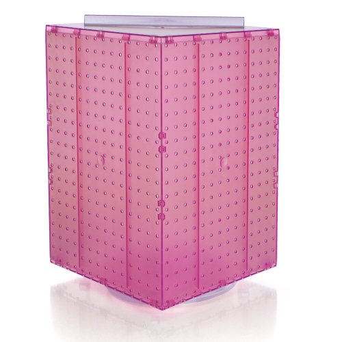 Azar 701414-PNK Pegboard 4-Sided Revolving Counter Display, Pink Translucent Color